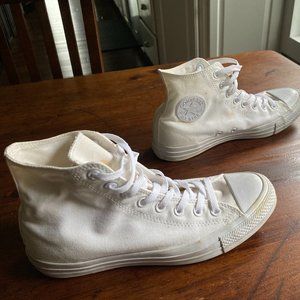 Mens all white chuck Taylor high tops, size 8.5